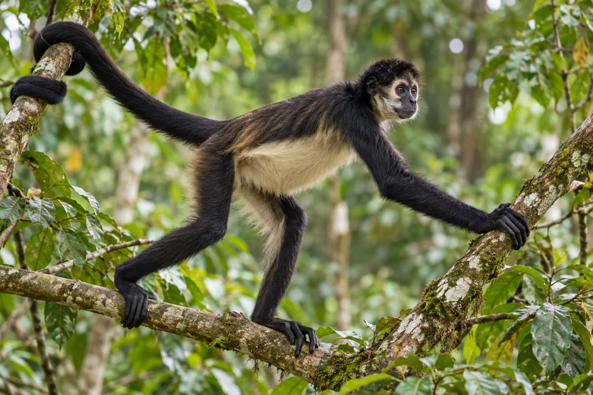White-bellied Spider Monkey in its natural habitat