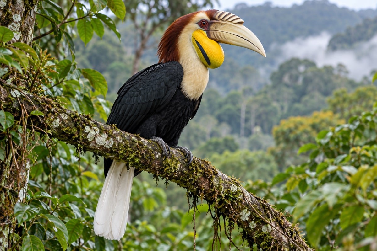 Wreathed Hornbill in its natural habitat