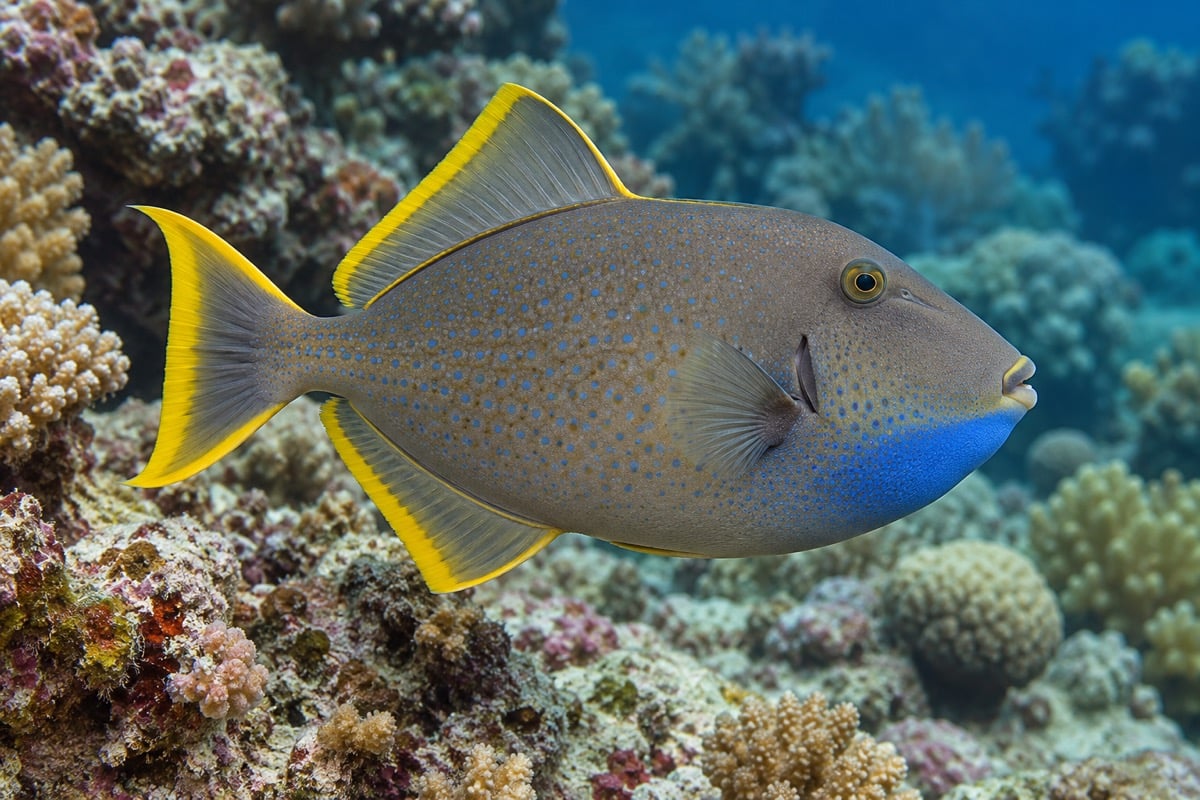 Xanthichthys auromarginatus (Blue-throat Triggerfish) in its natural habitat