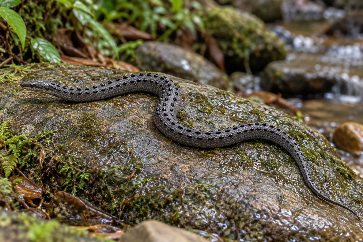 Xenodermus javanicus (Dragon Snake) in its natural habitat