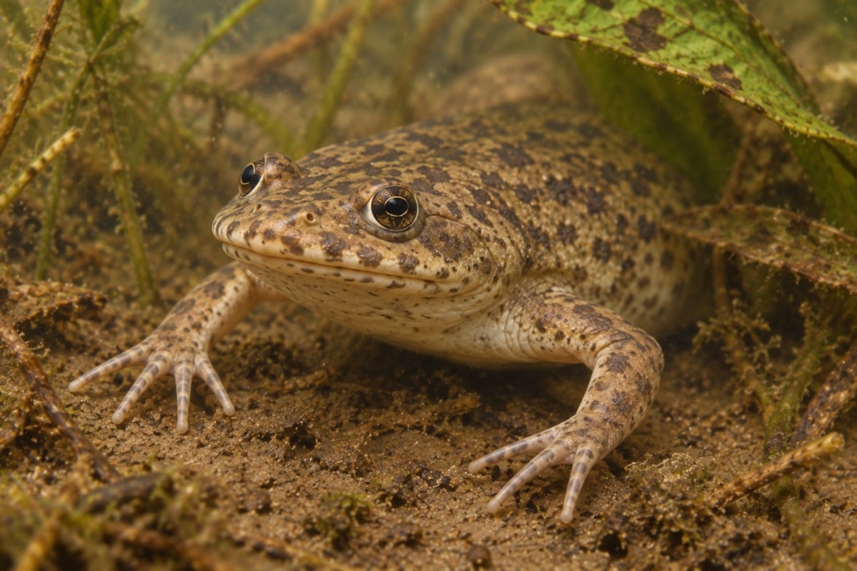 Xenopus tropicalis (Tropical Clawed Frog) in its natural habitat