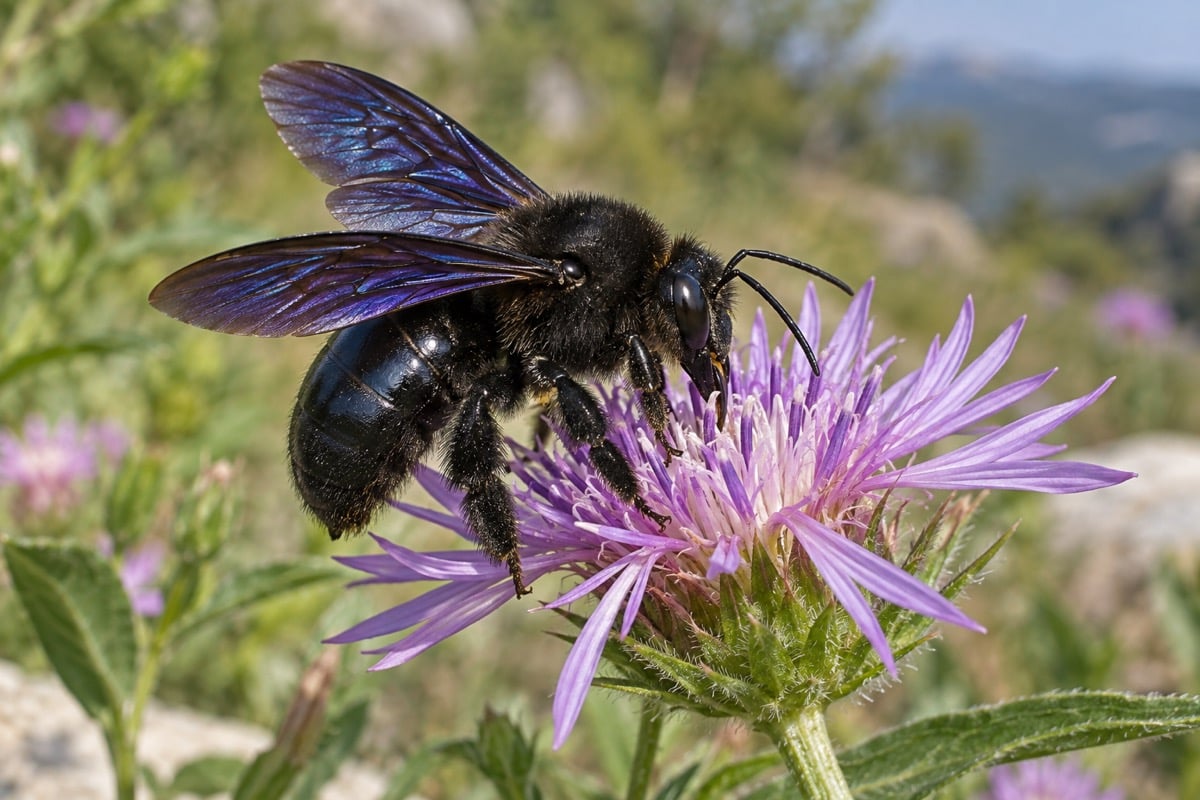 Xylocopa valga (Violet Carpenter Bee) in its natural habitat