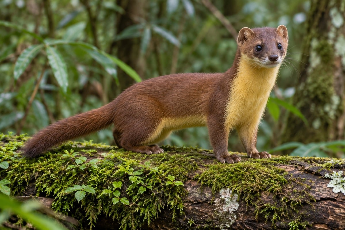 Yellow-bellied Weasel in its natural habitat