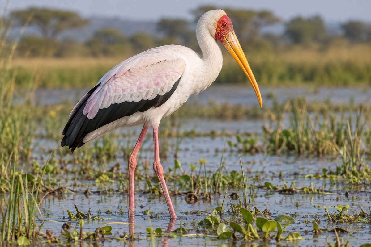 Yellow-billed Stork in its natural habitat