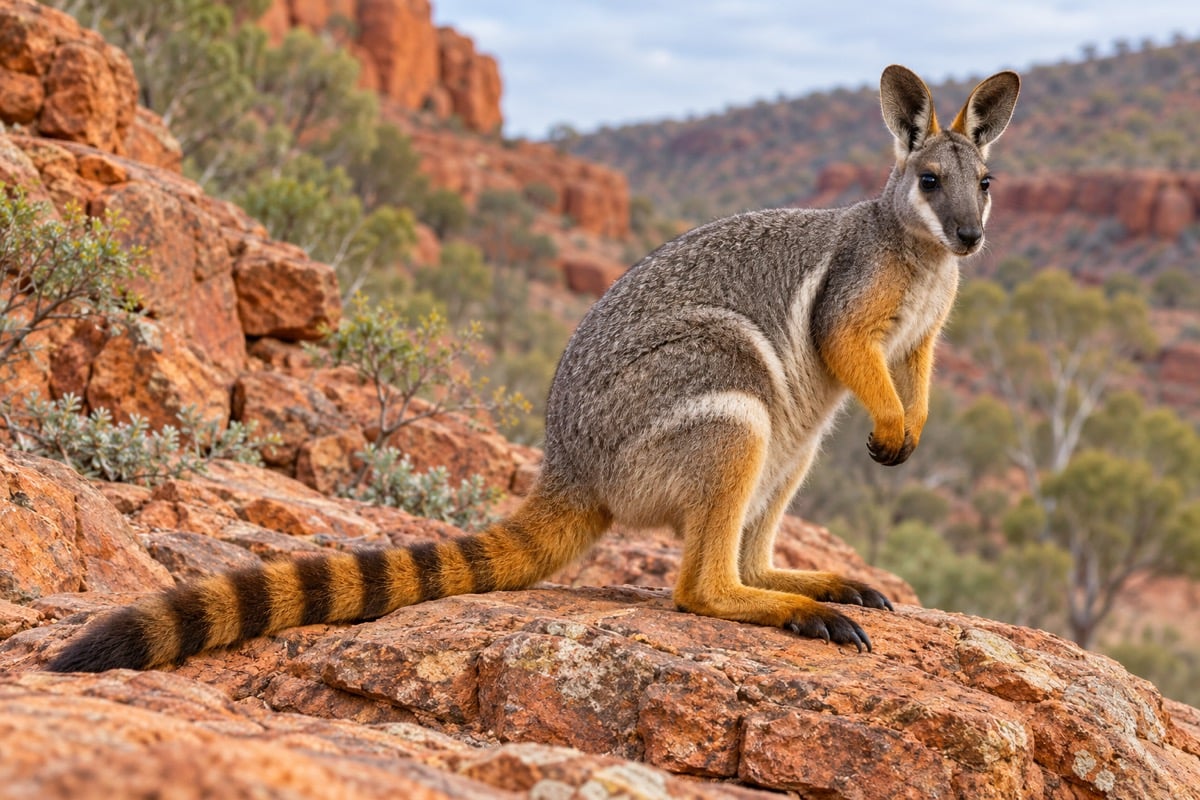 Yellow-footed Rock-wallaby in its natural habitat