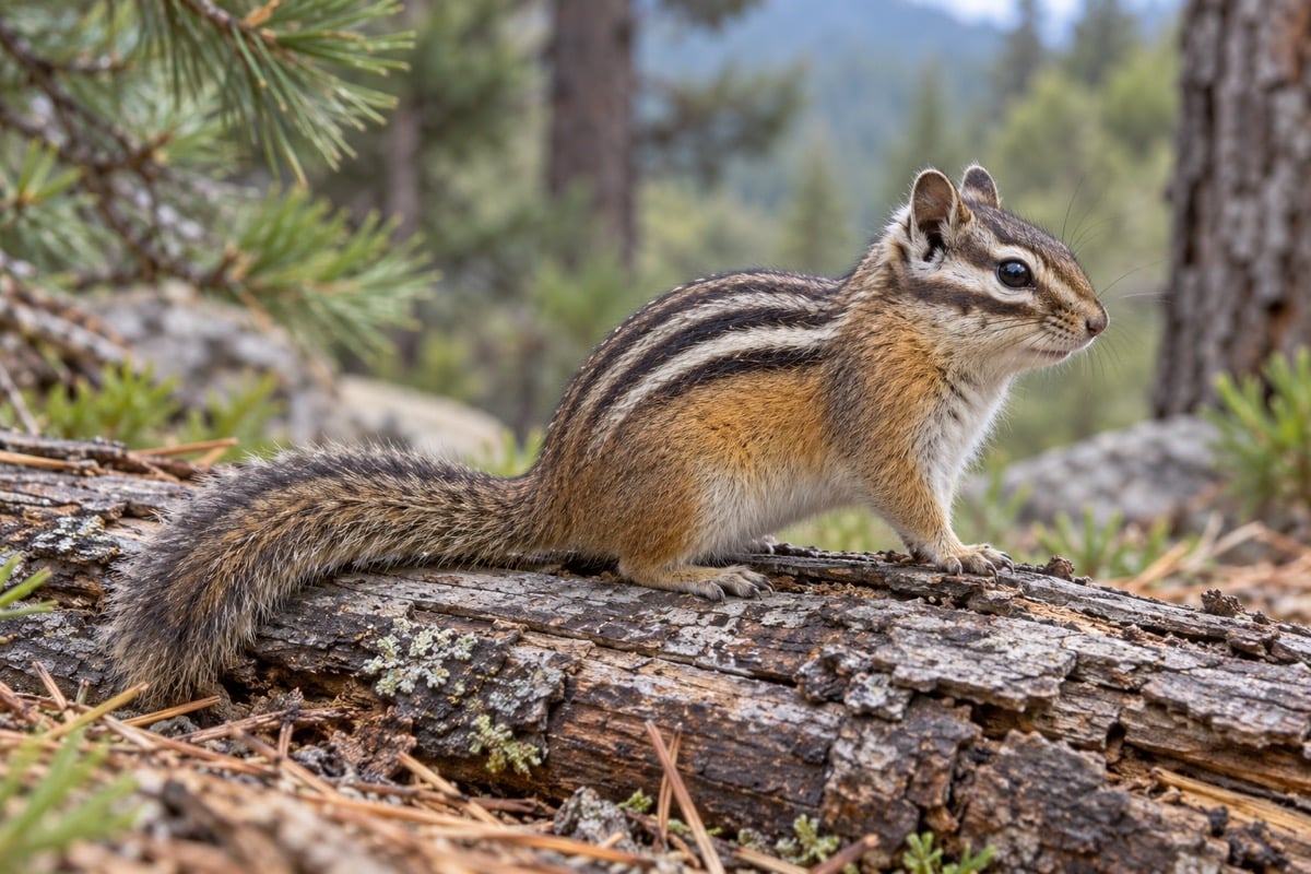 Yellow-pine Chipmunk in its natural habitat