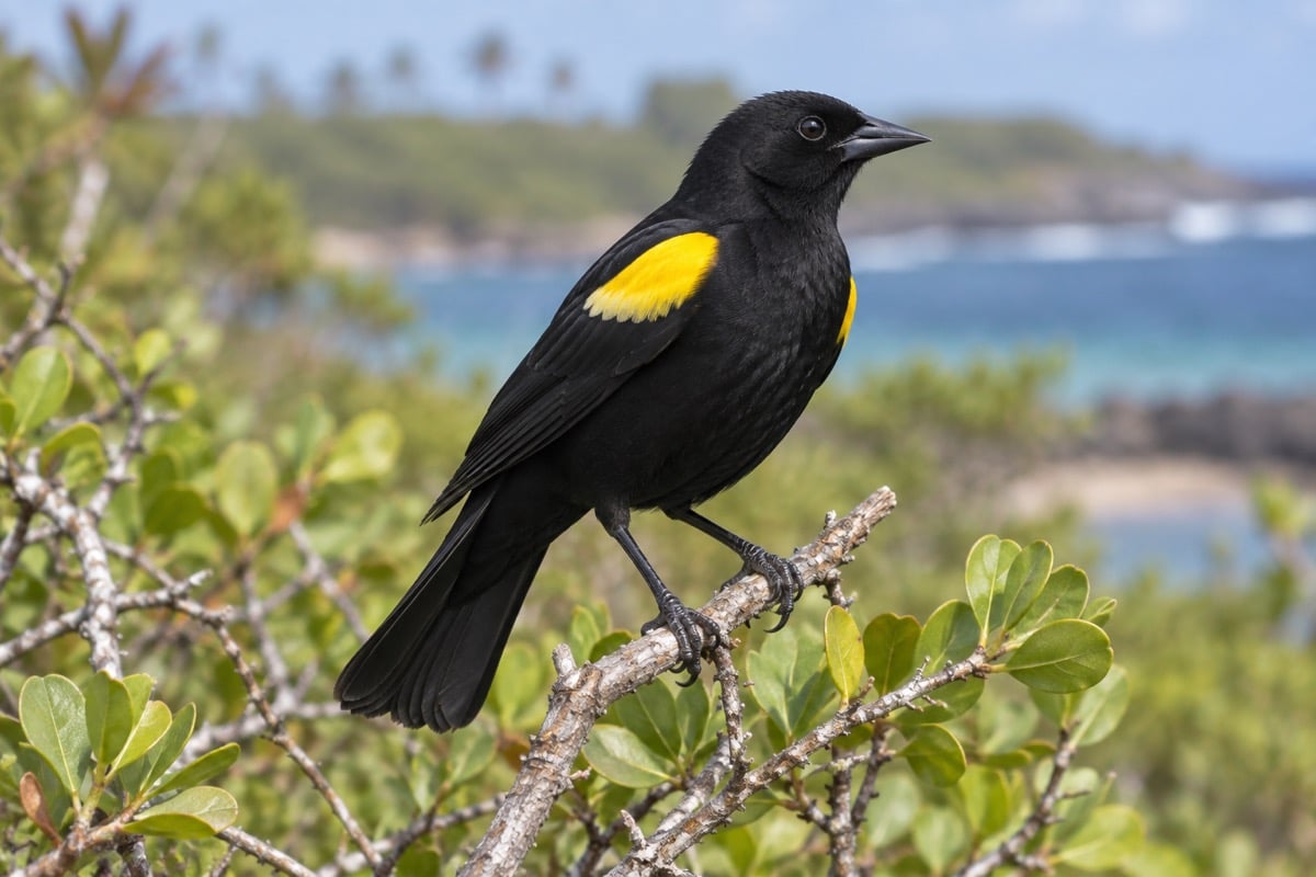 Yellow-shouldered Blackbird in its natural habitat