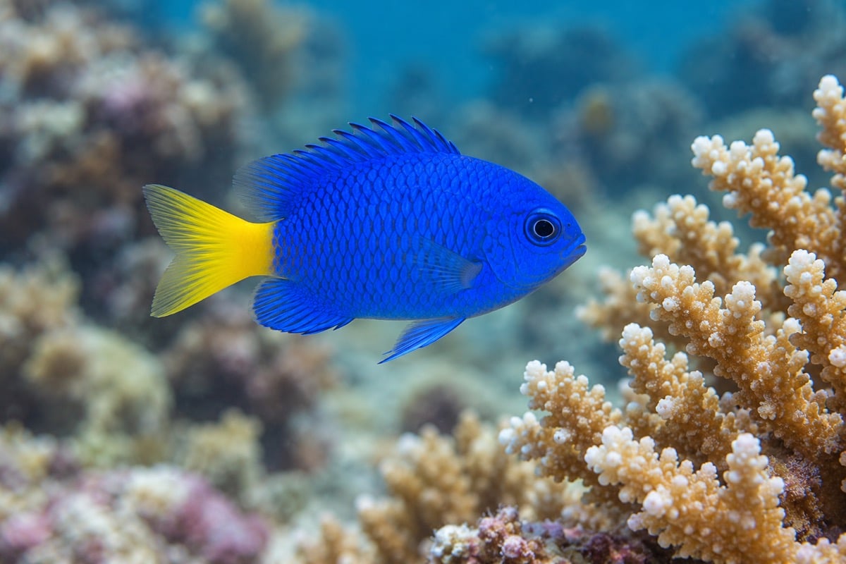 Yellowtail Damselfish in its natural habitat