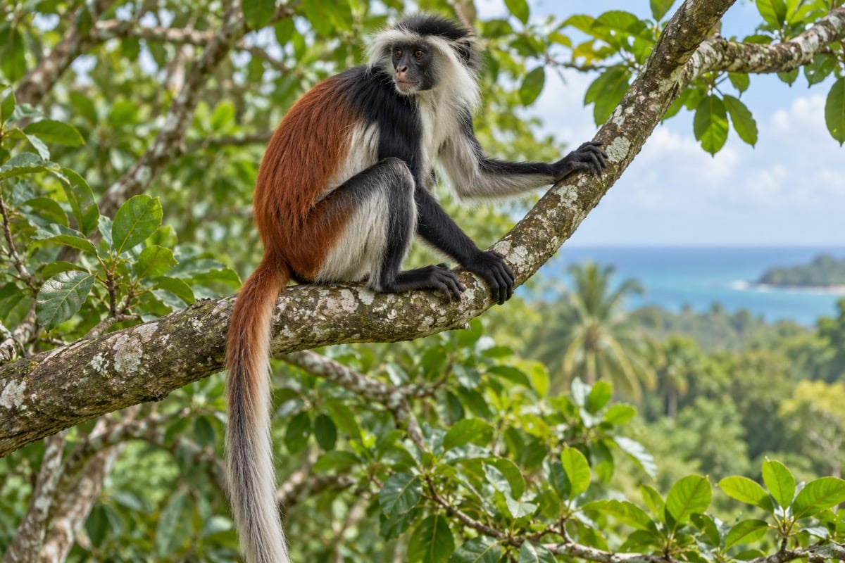Zanzibar Red Colobus in its natural habitat