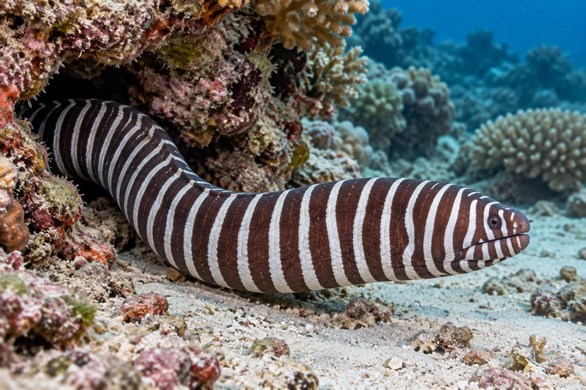 Zebra Moray in its natural habitat