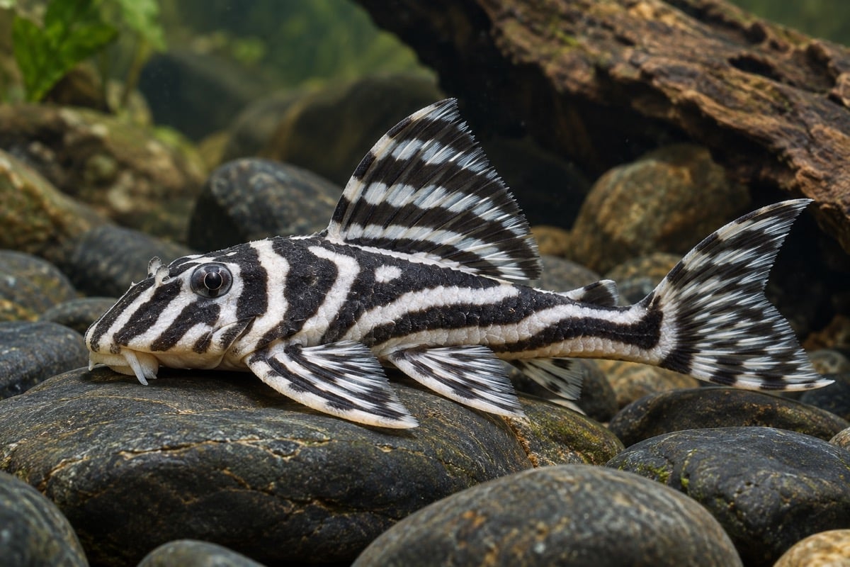 Zebra Pleco in its natural habitat