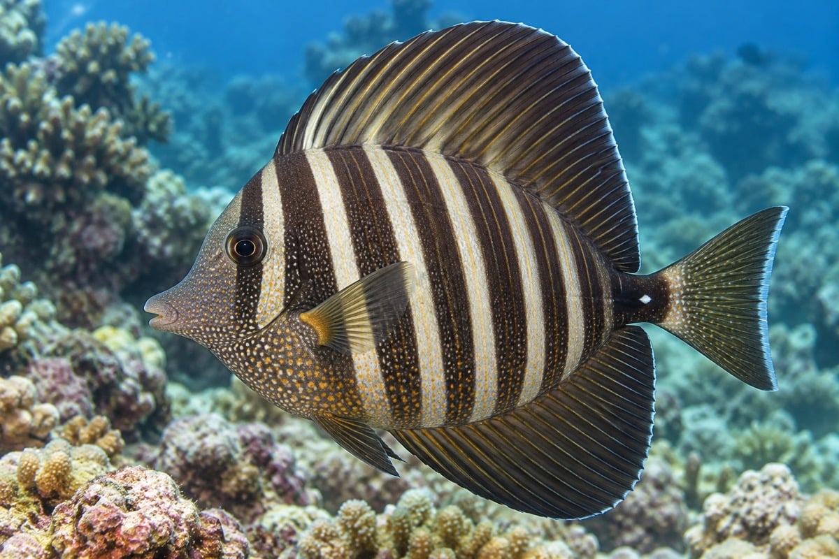 Zebrasoma desjardinii (Indian Sailfin Tang) in its natural habitat